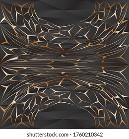 Golden pattern on abstract triangles paint background. Modern screen vector design for mobile app
