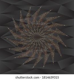 Golden pattern on abstract triangles paint background. Modern screen vector design for mobile