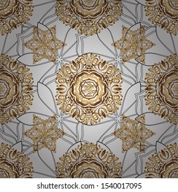 Golden pattern on a background. Vintage sketch. Elegant retro vector seamless pattern.