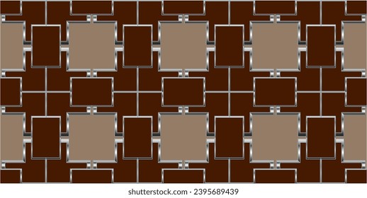 goldenes Muster auf braunem Hintergrund, schöne Muster von Quadraten. Hintergrundbild. Abstrakte dekorative Vintage-Textur. Nahtlose Illustration für Design. Metallmosaik auf buntem Hintergrund