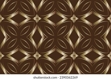 golden pattern on brown background.Abstract seamless pattern. Geometric texture. Repeated printing