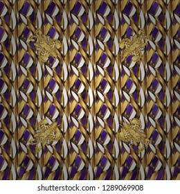 Golden pattern on a brown and white colors with golden elements. Luxury, royal and Victorian concept. Ornate decoration. Vector vintage baroque floral seamless pattern in gold.