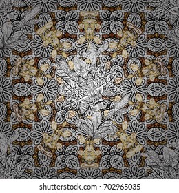 Golden pattern on colorful background with golden elements. Classic golden pattern. Vector traditional orient ornament.