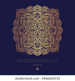 Goldenes Muster auf dunklem Hintergrund. Vektorgrafik Mandala Vorlage. Goldene Design-Elemente. Traditionelle türkische, indische Motive. Ideal für Stoff und Textil, Bildschirmhintergrund, Verpackung oder jede beliebige Idee.