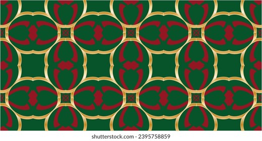 patrón dorado en un fondo verde. Resumen de textura vintage decorativa. Ilustración para el diseño. patrón geométrico sin costuras. La imagen de fondo. 