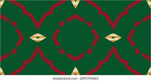 golden pattern on a green background. Ornamental mosaic texture. Kaleidoscope abstract background abstract golden classic pattern. Metal mosaic on a colored background.