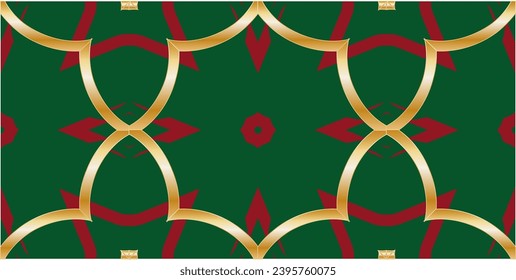 patrón dorado en un fondo verde. Marco decorativo moderno. Para tapicería interior, diseño inteligente, impresión de moda. Proyecto de negocio. Ilustración perfecta.