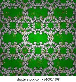 Golden pattern on green background with golden elements. Traditional classic golden pattern. Oriental ornament in the style of baroque. Vector oriental ornament.