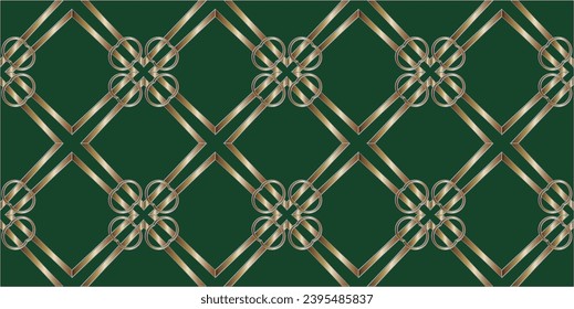 golden pattern on a green background.Abstract classic  pattern. Modern decorative background. For interior wallpaper, smart design, fashion print. Business project. Seamless illustration.