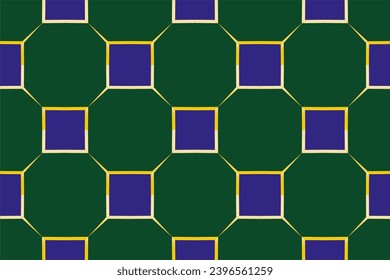 goldenes Muster auf grünem Hintergrund.schöne Muster von Quadraten.Geometrisches Muster in hoher Detailgenauigkeit. luxuriöse Tapete in geometrischer Form,