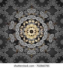 Golden pattern on greyscale background.