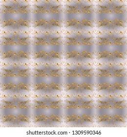 Golden pattern on neutral and gray colors with golden elements. Seamless classic vector golden pattern. Classic vintage background. Traditional orient ornament.