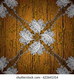 Golden pattern on orange background with golden elements. Golden pattern. Vector oriental ornament.