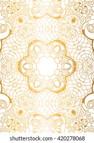 golden pattern on white background. can be use for invitation, wedding, greeting card, cover, packing, vector illustration 