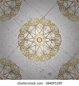 Golden pattern on white background with golden elements. Classic golden pattern. Vector traditional orient ornament.