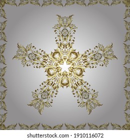 Golden pattern on white and neutral colors with golden elements. Seamless golden pattern. Vector oriental ornament.