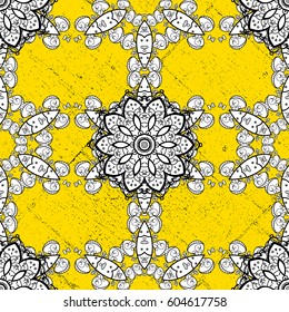 Golden pattern on yellow background with golden elements. Golden pattern. Vector oriental ornament.