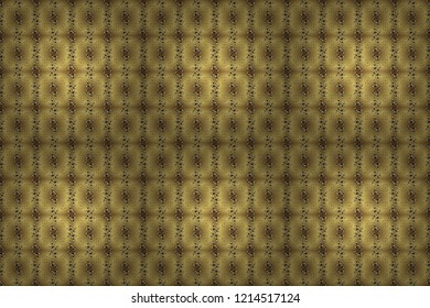 Golden pattern on yellow and neutral colors with golden elements. Traditional classic golden pattern. Seamless oriental ornament in the style of baroque. Raster oriental ornament.