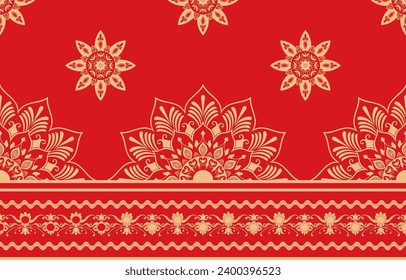 golden pattern red background chinese new year Pattern for red ethnic tribal dress.