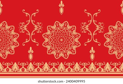 golden pattern red background chinese new year Pattern for red ethnic tribal dress.