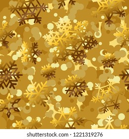 Golden pattern seamless backgrounds with gold snowflakes vector