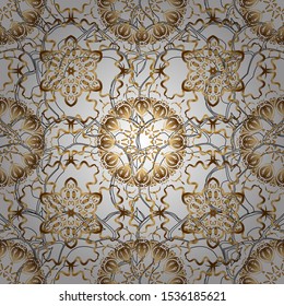 And golden pattern. Seamless pattern oriental ornament in baroque style. Traditional classic vector golden pattern.