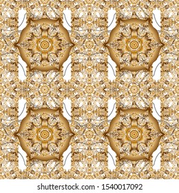 And golden pattern. Seamless pattern oriental ornament in baroque style. Traditional classic vector golden pattern.