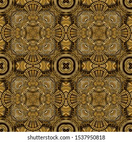 Golden pattern. Seamless texture. Yellow and brown shades. Brush drawing.