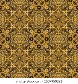 Golden pattern. Seamless texture. Yellow and brown shades. Brush drawing.