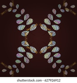 Golden pattern. Vector oriental ornament. Pattern on brown background with golden elements.
