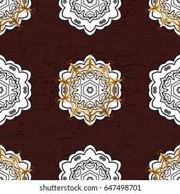 Golden pattern. Vector oriental ornament. Golden pattern on brown background with golden elements.
