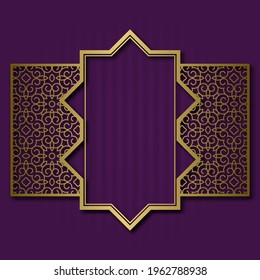 Golden patterned frame for vintage packaging or label design in medieval style.