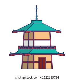 Golden Pavilion Temple icon over white background, vector illustration
