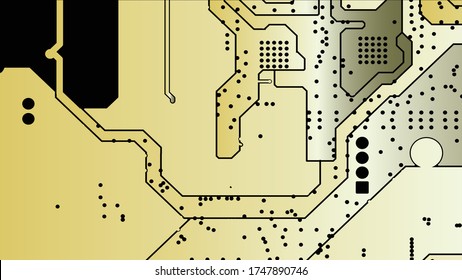 Golden pcb motherboard abstract texture background pattern backdrop