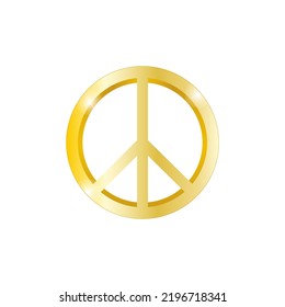 Golden peace symbol  isolated on the white background. Love and peace, anti war concept. Vector illustration