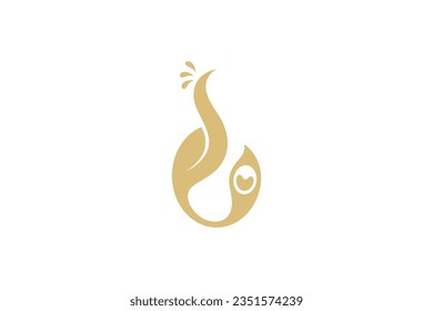 golden peacock abstract logo design