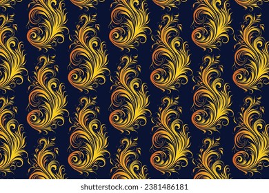 Golden Peacock Feather Pattern, A Repeating and Intricate Design