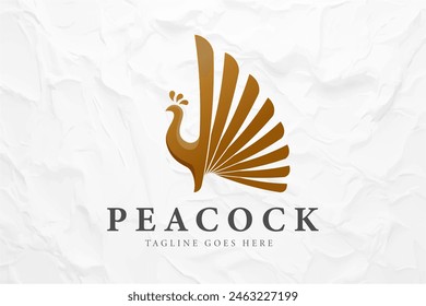 golden peacock vector illustration usable for logo design related to poultry. nature. farmer. animal. bird