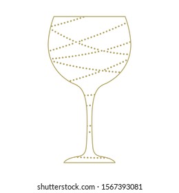 golden pearl strings and wine glass, vector