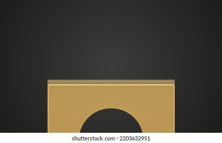 Escena rectangular de la escena del arco peatonal dorado presentación del producto 3d diseño gráfico vectorial realista. Bloque decorativo de exposición del campeón de la plataforma básica