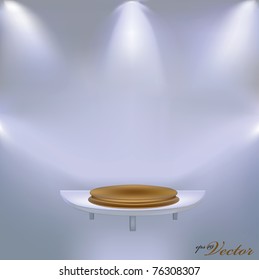 pedestal dorado en el vector del estante