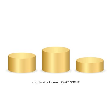 Golden Pedestal Podiums or Winner Podium. Vector Illustration. 