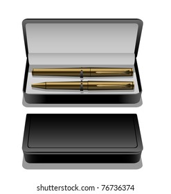 Golden pen set in case eps8