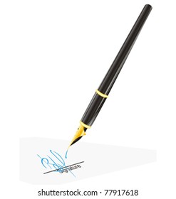 golden pen and signature