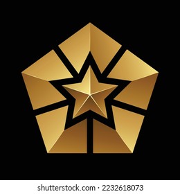 Icono estrella del Pentágono Dorado sobre fondo negro