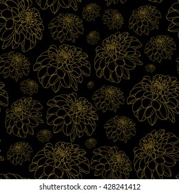 Golden peony decor seamless pattern. Vector illustration for your design
