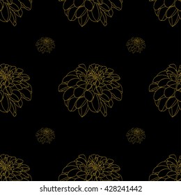 Golden peony decor seamless pattern. Vector illustration for your design