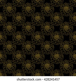 Golden peony decor seamless pattern. Vector illustration for your design