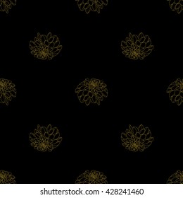 Golden peony decor seamless pattern. Vector illustration for your design