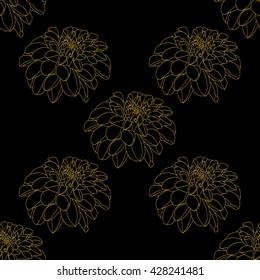 Golden peony decor seamless pattern. Vector illustration for your design